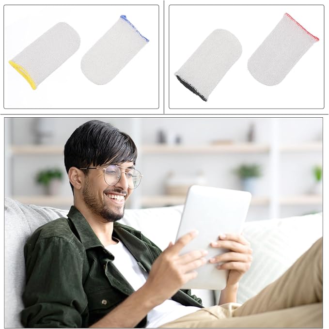 4 Pairs Sweat-Resistant Gaming Finger Sleeves for Mobile and Home Use 24-Needle Fiberglass Finger Covers for Precise Game Control Random Color - Image 3