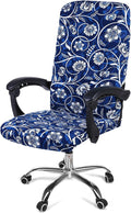 Smiry Stretch Printed Office Computer Desk Chair Covers, Navy Blue | Universal Desk Rotating Chair Slipcovers Removable Washable, Soft Fit Anti-Dust Spandex Protector Cover with Zipper by Smiry