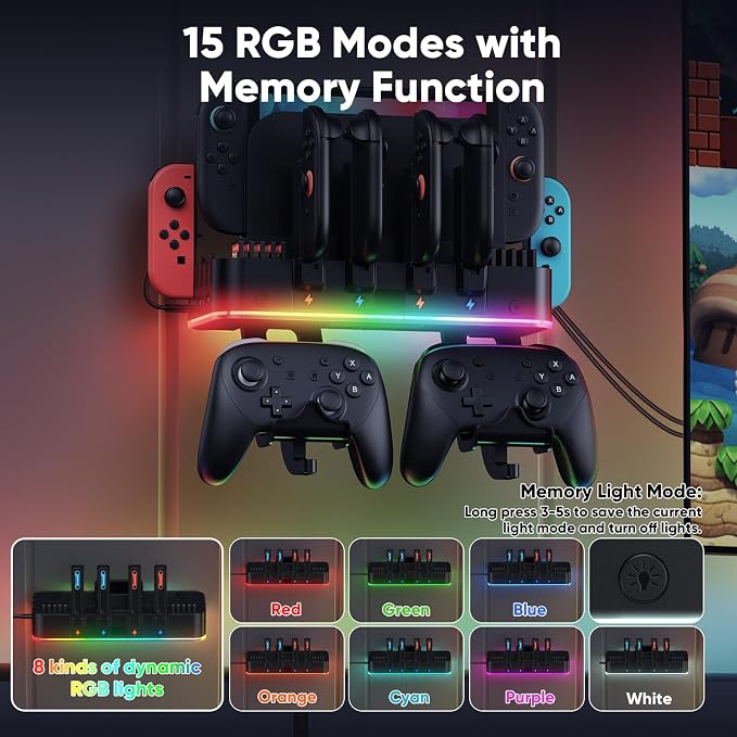 FASTSNAIL RGB Switch 2 (2025) Wall Mount Kit Charger for Switch 2/1/OLED - Image 3