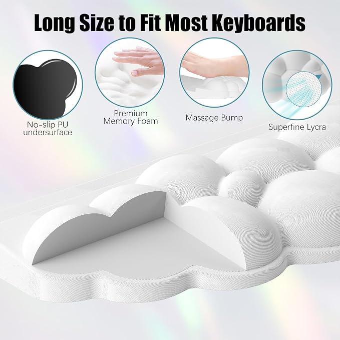 Ergonomic Wrist Rest for Keyboard and Mouse, Cloud Keyboard Stand Pad - Image 6
