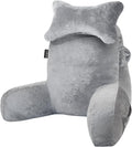 SLIGUY Reading Pillow for Sitting in Bed Couch Adult, Back Pillow with arm Support and Pockets, Adult Back Pillow Bed Chair for Bed Rest, Reading, Watching TV, Gaming for Boys and Girls Light Grey by SLIGUY
