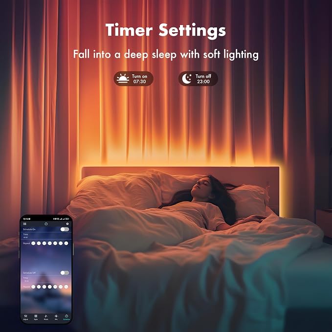 LED Lights for Bedroom, 2025 Double Row 100FT 960LEDs RGB Strip Lights Music Sync Color Changing LED Lights, APP+44Key Remote Control Timed Dimming for Bedroom Home Decor(2Rollsof50FT) - Image 5