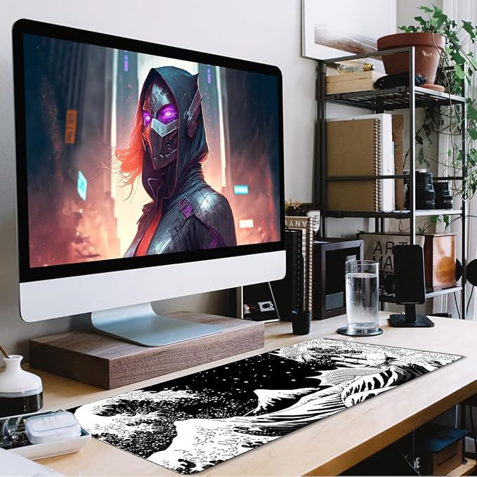 Large Gaming Mouse Pad, Waterproof Extra Large Big Mouse Pad with Stitched Edge, XXXL Non-Slip Black Computer Long Mousepad for Gamer, Office & Home, Black White Dragon - Image 7