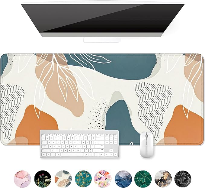 Auhoahsil Large Mouse Pad, XXL Desk Pad, Extened 35" x 15", Non-Slip Rubber Base, Stitched Edges, Superior Surface, Waterproof Keyboard Mat, Large Mousepad for Gamer, Office & Home, Desert Leaves by Auhoahsil