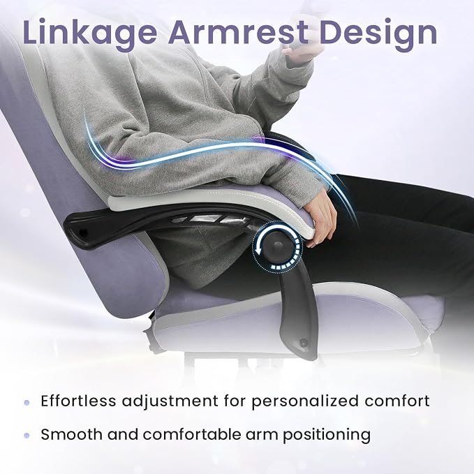 N-GEN GAMING Gaming Chair, Reclining Backrest, Footrest, Fabric, Purple | Ergonomic Design with Reclining Backrest, Linkage Armrests and High-Density Foam, Comfy Seating for Computer or Home Office - Image 9