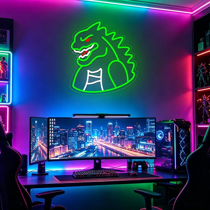 Monster Neon Sign Lights for Wall Decor, Dinosaur LED Sign for Room and Man Cave Decor, Dimmable Powered LED Signs for Boys Bedroom, Party, Birthday, Christmas Gift - Image 2