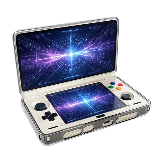 TEHAOUU Transparent Flip TPU Handheld Console Case, Compatible with AYN Thor Dual Screen Game Device, Shockproof Anti-Scratch Protective Shell, Portable Full Cover For Travel Gaming Storage (Black) - Image 3