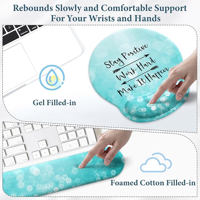 3 in 1 Ergonomic Mouse Pad and Keyboard Wrist Rest with Coaster Set-Green - Image 4