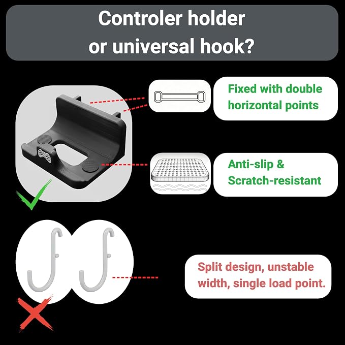 Pegboard Controller Holder Stand for Standard Oval Hole pegboard | Black Compatible with Xbox, Switch and ps Gamepad - Image 5