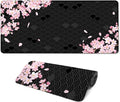 Gaming Mouse Pad with Anti-Slip Rubber Base, Extended Large Computer Mouse Mat with Stitched Edges, Long XL Anime Mousepad for Laptop and Keyboard, 31.5 x 11.8 inch (Black Cherry Blssom) by Unknown