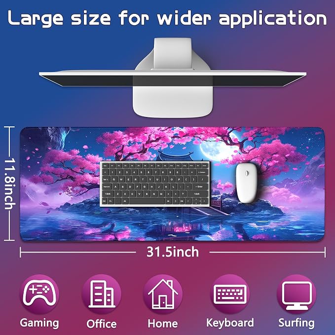 Mouse Pad Gaming - Desk Mat for Keyboard and Mouse - Large Mouse Pads for Desk, Gaming Mousepad with Non-Slip Base, Desks Pad (31.5" X 11.8") for Game, Office and Home - Image 6