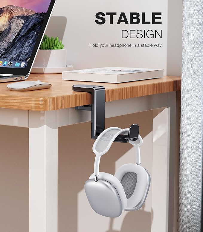 Coolpow Gaming Headphone Stand for Desk【360°Rotating】PC Headset Holder for Desk Hook Mount, Headset Stand Holder Clip Under Desk Headphone Hanger for Airpods Max, HyperX, Sennheiser All Headphone Size - Image 3