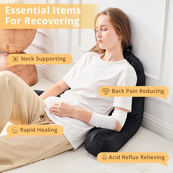 Sasttie Reading Pillow for Bed, Back Pillow for Sitting Up, Black - Image 6