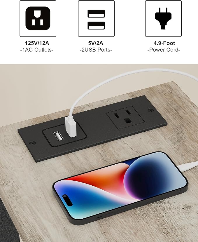TUTOTAK Narrow Side Table Set of 2, Small End Table with Charging Station - Image 7