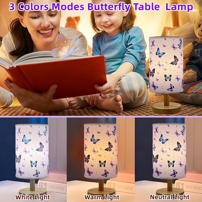 Butterfly Lamp,LED Kids Table Lamp for Bedroom Decor Girls Bedside Lamps - Image 2