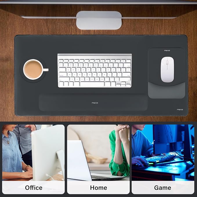 MOSISO Keyboard Mouse Pad Set, Large Gaming Mouse Pad&Keyboard Wrist Rest | Rectangular Mousepad with Wrist Rest&Coaster, Ergonomic Non-Slip&Easy Typing Pad with Curved Silicone Lining, Slate Gray - Image 7