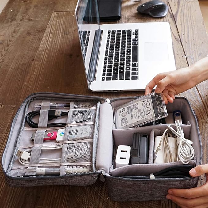 OrgaWise Electronics Organizer, Electronic Accessories Bag Travel Cable Organizer Three-Layer for iPad Mini, Kindle, Hard Drives, Cables, Chargers - Image 6
