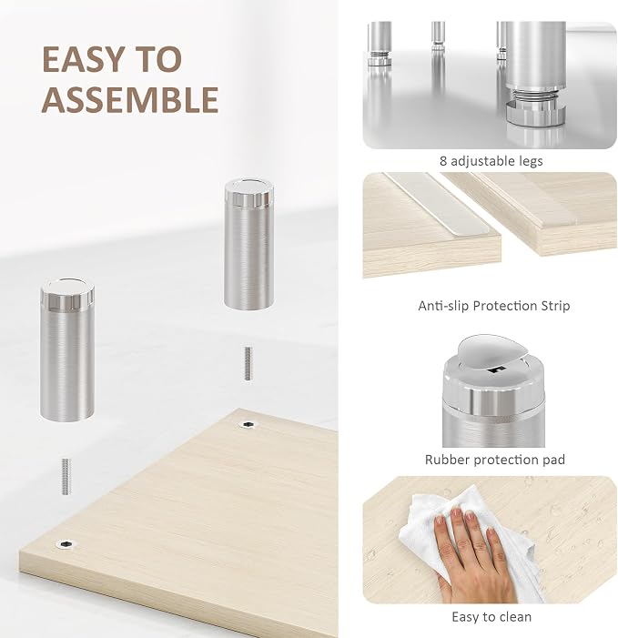 AX Waber Dual Monitor Riser - Adjustable Length & Angle, Wooden Stand for 2 Monitors with Storage - Image 6