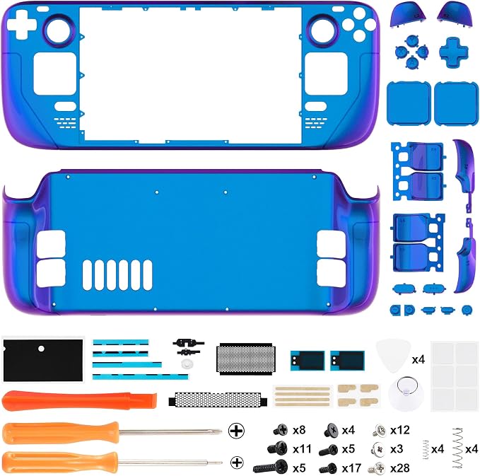 eXtremeRate DIY Full Set Shell with Buttons for Steam Deck LCD, Custom Faceplate Back Plate Replacement Shell for Steam Deck LCD - Chameleon Purple Blue [Console NOT Included] - Image 2