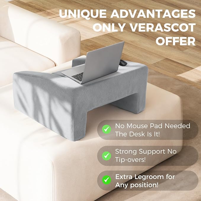 Reading Pillow for Gaming Lap Desk Pillow for Laptop with Cup Holder Pocket Foldable Memory Foam Bed Desk for Reading Working Crocheting Gaming Arm Rest on Bed/Sofa/Floor/Couch/Car(grey foldable) - Image 2