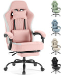 Sweetcrispy Video Game Chair, Ergonomic Computer Desk Chair, Lumbar Support | Footrest, Height Adjustable, Linkage Armrests, Headrest, High Back, 360° Wheels, Pink by Sweetcrispy