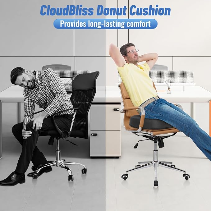 CloudBliss Donut Pillow Stadium Seat Cushion for Tailbone Pain Relief and Hemorrhoids, Memory Foam Seat Chair Cushion, Portable Seat Cushions for Bleachers, Car, Home & Office - Image 5