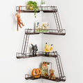 Fire Escape Wall Shelf - Modern City Style 4-Tier Corner Wall Shelves, Easy to Install Metal Ladder Shelf for Figures, New York Decorative Shelves for Bathroom, Living Room&Home Decor,Coffee by WOPITMER