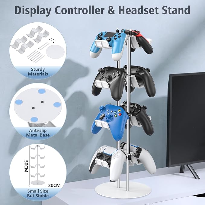 Kytok Gamer Gifts, Headset Stand 4 Tiers with Cable Organizer, Controller Stand Compatible with PS5/Xbox/Nintendo Switch/PS Portal/PS4, Headset Holder & Controller Holder - Image 5