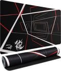 Large Gaming Mousepad, Waterproof Extra Large Mouse Pad with Stitched Edges, 31.5" x 15.7" Non-Slip Rubber Base Office Big Long Keyboard Pad for Office Gamer Home XXL, (Red Square) by AREYLO