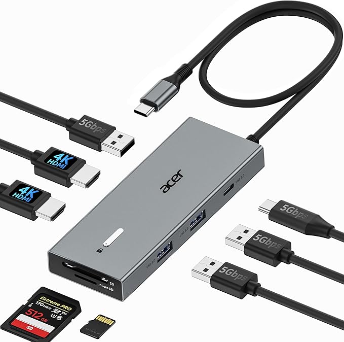 Acer USB-C Docking Station Dual Monitor, 9-in-1 Laptop Dock with 2 HDMI by Unknown