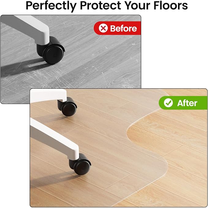 Delamu Office Chair Mat for Hardwood Floor, 48" X 60" Clear Floor Protector | Transparent PVC Chair Mat, Anti-Slip Waterproof for Home & Office - Image 2