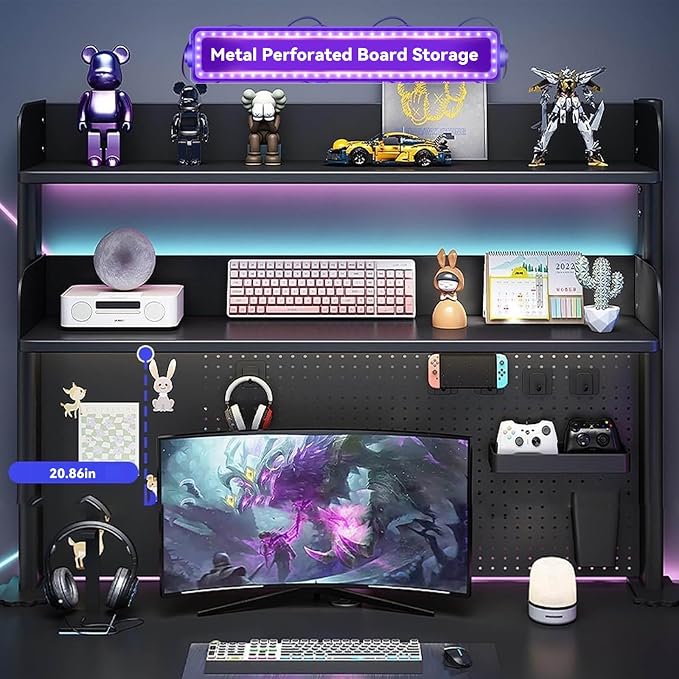 Clamp On Desks Organizer Shelf With Privacy Panel 23.6/31.5/39.3in Desk Extender Pegboard Workstation Desk- Pegboard With 20 Accessories For Gaming & Home Table(Black,100cm/39.3in) - Image 4