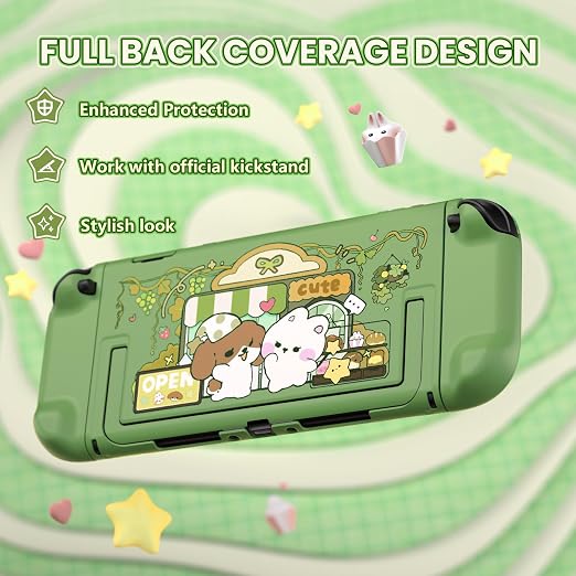PlayVital Protective Case for Nintendo Switch 2 - Kawaii Dockable Hard Case Shell for Switch 2 with Thumb Grip & Sticker & Button Caps, Anti-Scratch, Shockproof Cover Skin - Forest Bakery - Image 4