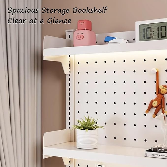 Standing Pegboard Peg Board Display Stand Gaming Desk Organizer, Desktop Organizer Shelf, Desk Hutch with Pegboard Hook, for Office Home Bedroom Dormitory(Black,100 * 95cm) - Image 5