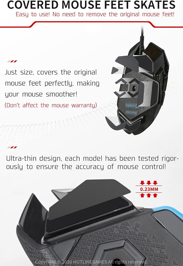 【 Covered Version Ultra-Thin 0.23mm PTFE 】 4Sets of Hotline Games 3.0 Mouse Feet Skates Compatible with Logitech G Pro X Superlight Wireless Gaming Mouse, Protect Original Mouse Feet, Smooth Glide - Image 2