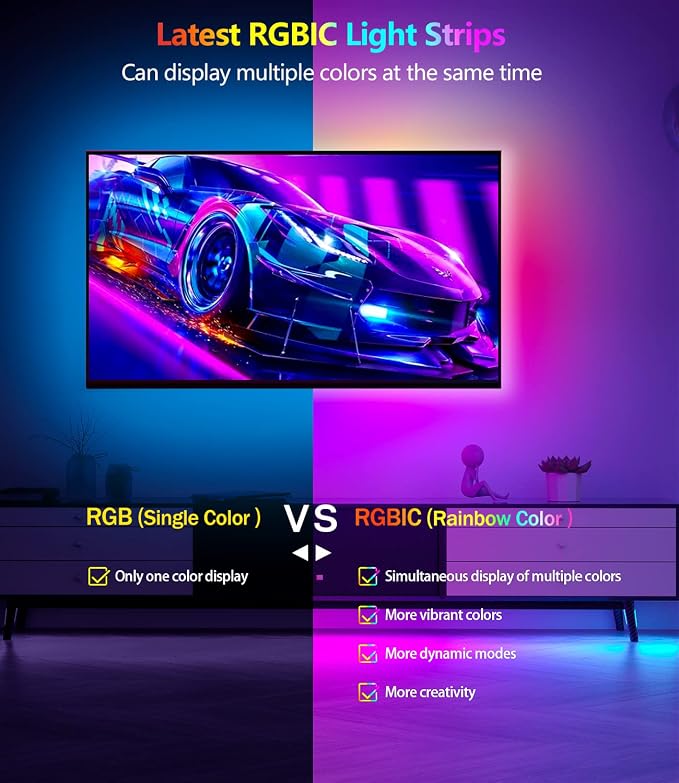 Daymeet Led Lights for Bedroom, 33ft Led Chasing Effect Dream ICRGB Light Strip, USB Smart Light Strips APP Control Music Sync Color Changing Led Strip Lights with Remote for Home christmas Decoration - Image 2
