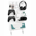 Clamp-On Desk Pegboard Organizer, 14 Accessories, White | 14 Peg Board Accessories, Controller Holders, Keyboard Stand, Headphones Holder, Cable Storage for gaming setups, home office by Unknown