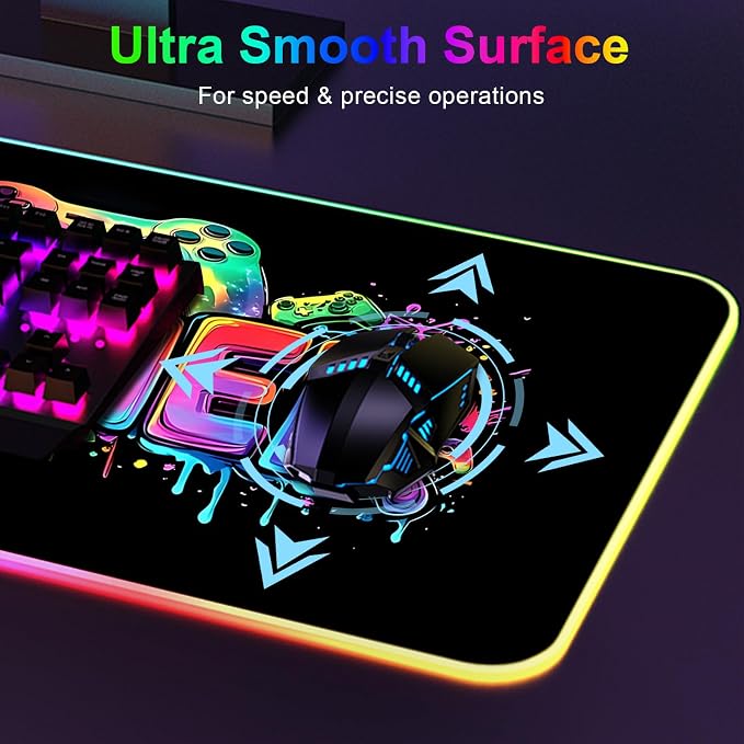 Mouse Pad 31.5 X 11.8 Inches RGB Mouse Mat with 13 Light Modes | Touch Control, Large Gaming Mousepad with Non-Slip Rubber Base for Computer Keyboard - Image 5