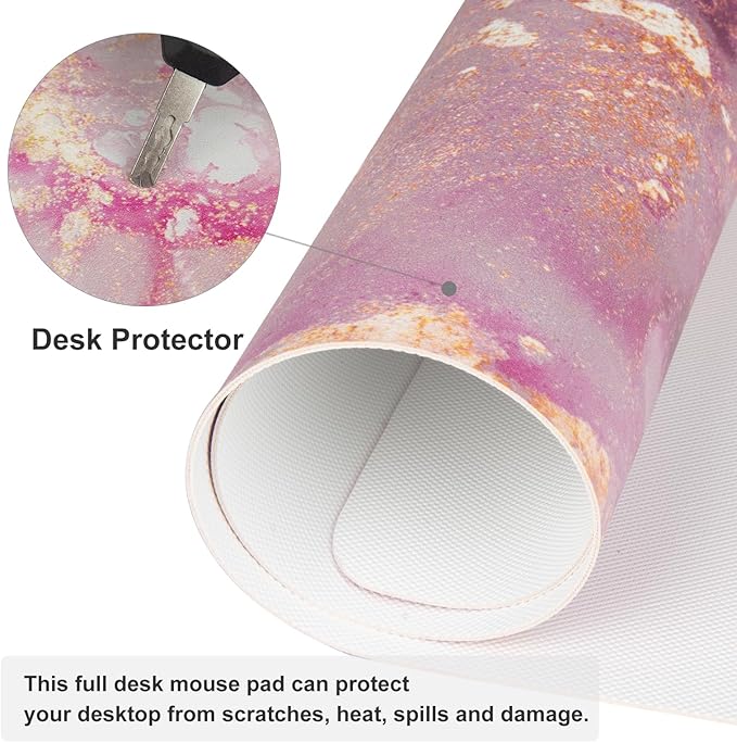 QiyI PU Leather Large Mouse Pad, Office Decor, 31.5" x 11.8", Rose Gold | Desk Décor Accessories, Extended Size, Waterproof & Easy to Clean, Smooth Surface, Non Slip Desk Organization - Image 5