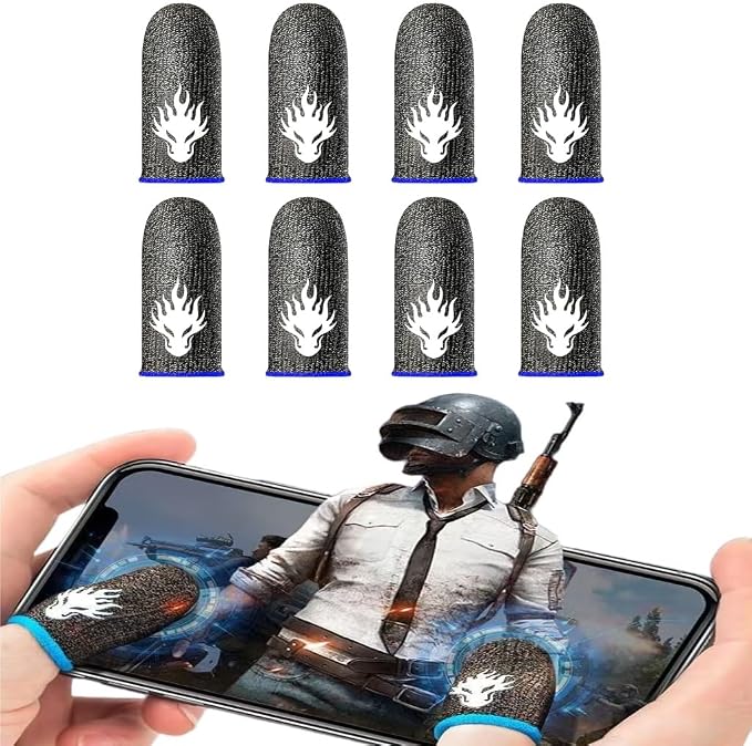 8 Pack Gaming Finger Sleeves for Mobile Gaming,Smooth Feel,Anti Sweat,Ultra Thin,0.3mm Silver Fiber,Gaming Finger Gloves for PUBG COD Dedales Gamer,zhicom Finger Sleeves Fit All Touchscreen Devices by Unknown