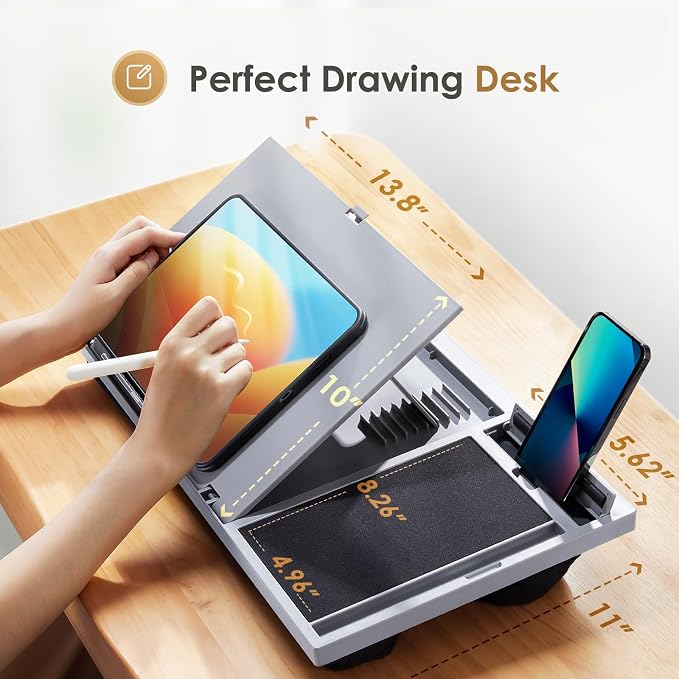 LORYERGO Adjustable Laptop Desk with Cushion, Mouse Pad & Cellphone Slot - Laptop Stand for Bed & Couch, Riser for Home & Office (Grey) - Image 5