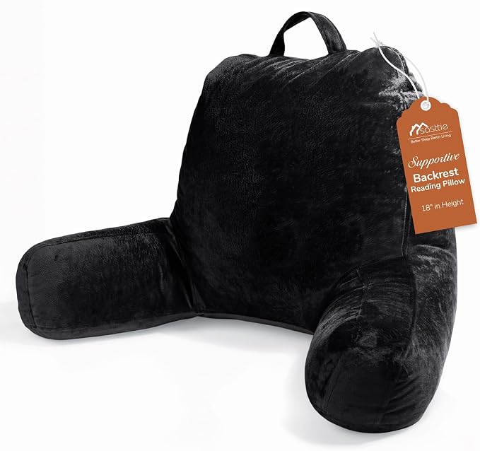 Sasttie Reading Pillow for Bed, Back Pillow for Sitting Up, Black by SASTTIE