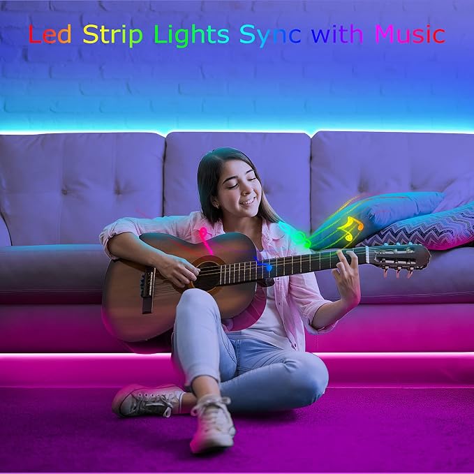 Keepsmile 65.6ft Led Lights for Bedroom,Bluetooth Smart APP Control Color Changing RGB Led Strip Lights with Remote Control Led Lights for Room Kitchen Party Home Decoration - Image 3