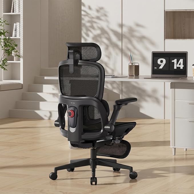 SIHOO B300 PRO Ergonomic Office Chair with Footrest, Mesh Desk Chair, Black | 4-Directional Lumbar & Height-Adjustable Backrest, 6D Armrests, Swivel Computer Chair for Long Hours - Image 13