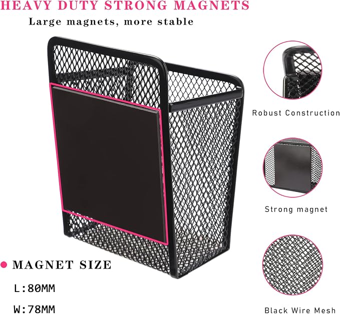 Magnetic Pencil Holder - Extra Strong Magnets Mesh Marker Holder - Image 2