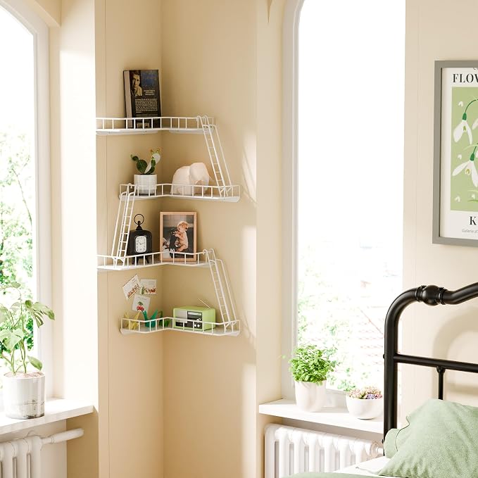 Fire Escape Wall Shelf - Modern City Style 4-Tier Corner Wall Shelves, Easy to Install Metal Ladder Shelf for Figures, New York Decorative Shelves for Bathroom, Living Room & Home Decor,White - Image 5