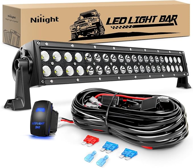 Nilight LED Light Bar 22 Inch 120w Flood Spot Combo Driving Lights 12V 5Pin Rocker Switch 16AWG Wiring Harness Kit for Trucks SUV ATV UTV 4x4 Van Camper by Nilight