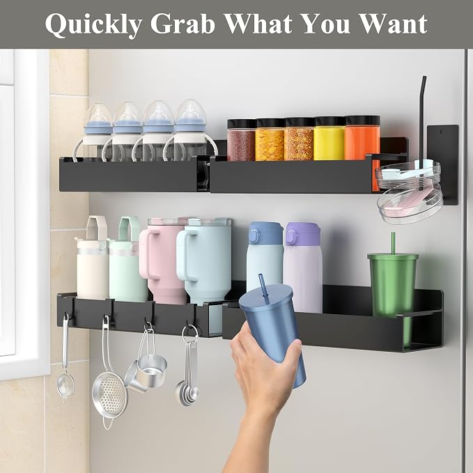 HuggieGems Magnetic Water Bottle Holder for Fridge Black, 4 Pack - Image 4