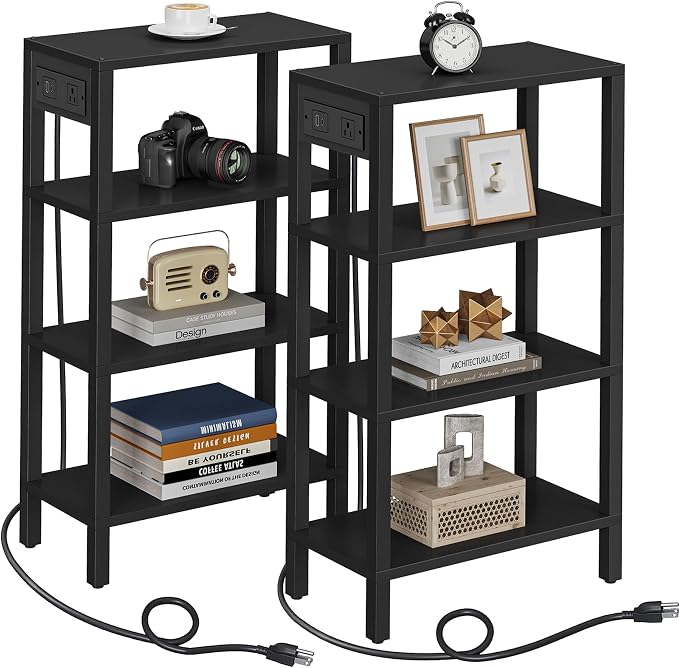 TUTOTAK Narrow Side Table Set of 2, Small End Table with Charging Station by ChoosetutotakFurnitureBuildYourCozyHome