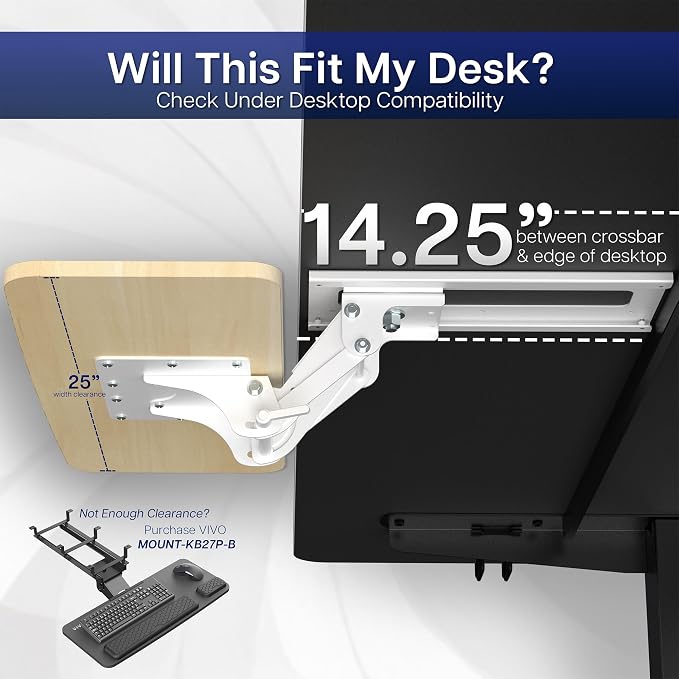 VIVO Light Wood Under Desk 25 x 10 inch Keyboard Tray, MOUNT-KB03C - Image 4